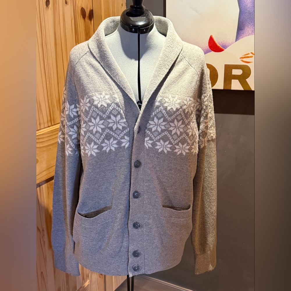 😎GAP Nordic Fair Isle Wool Shawl Collar Cardigan - Size XL - Picture 6 of 8